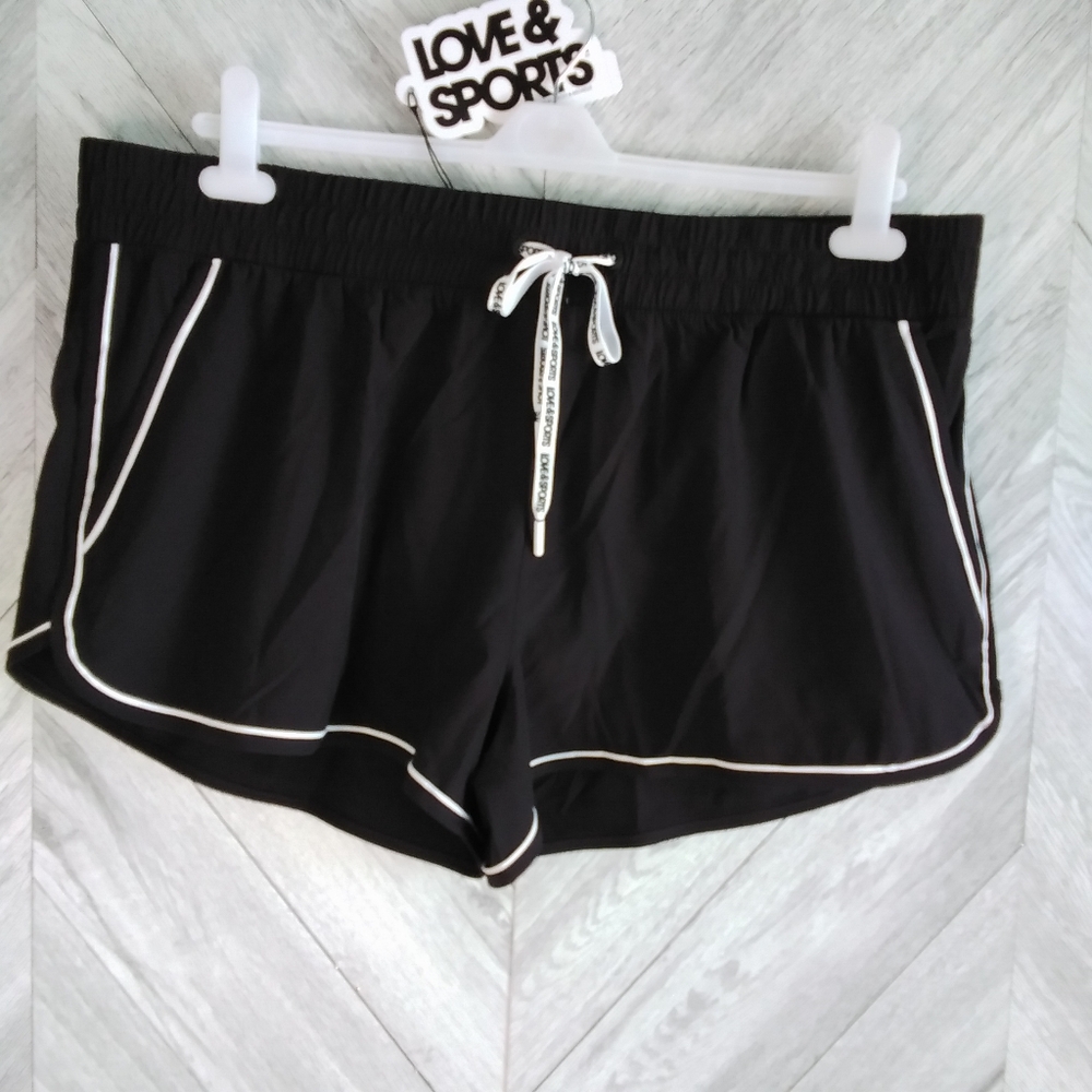 Love&Sports Women's Vintage-Inspired Piped Running Shorts Sz:XXL(20) Black Soot